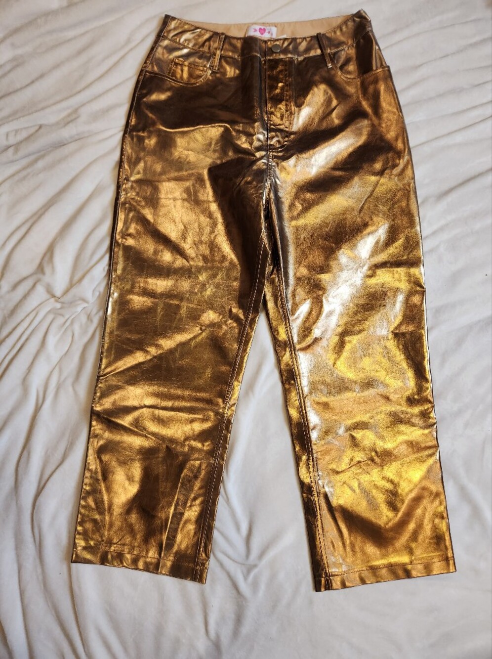Cruise Buddy Love Travolta High Rise Pants Metallic Gold Wide Leg Pants Party